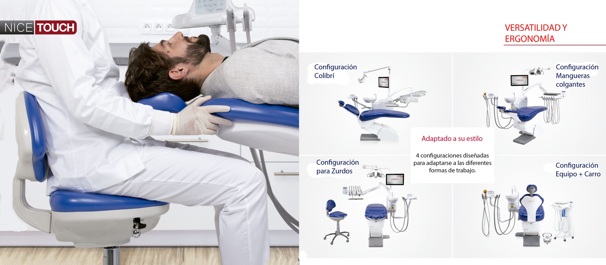 Sillón dental Miglionico Nice Touch Versatilidad en su configuración